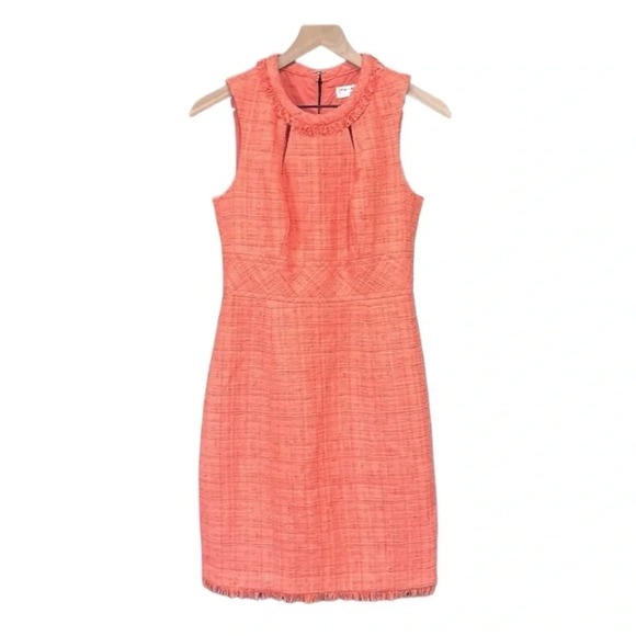 Trina Turk Tweed Sleeveless Dress Tangerine Size 2 - Picture 1 of 12